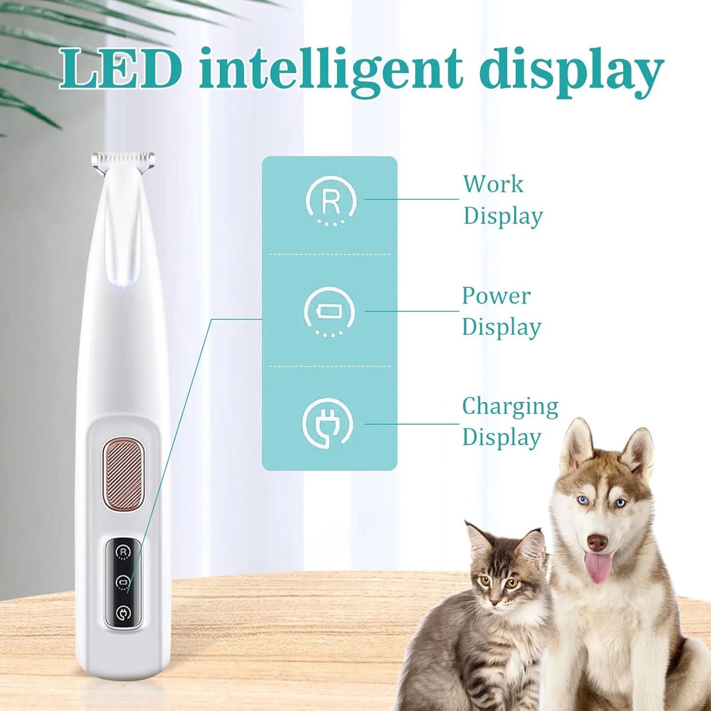 Rechargeable Grooming Clippers With LED Light For Cats And Dogs