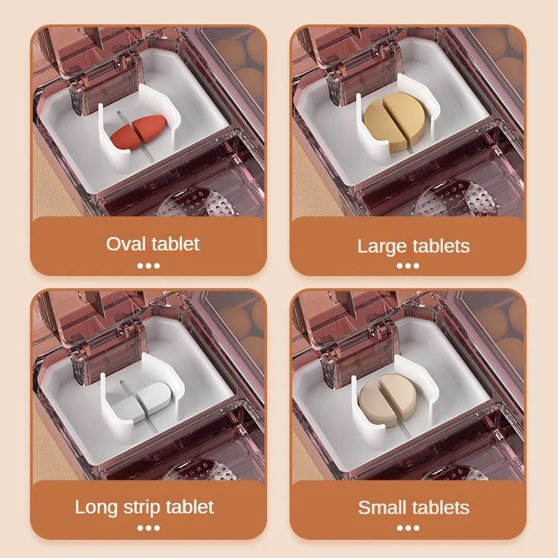 Multifunctional Portable Pill Box Organizer And Cutter With Invisible Storage