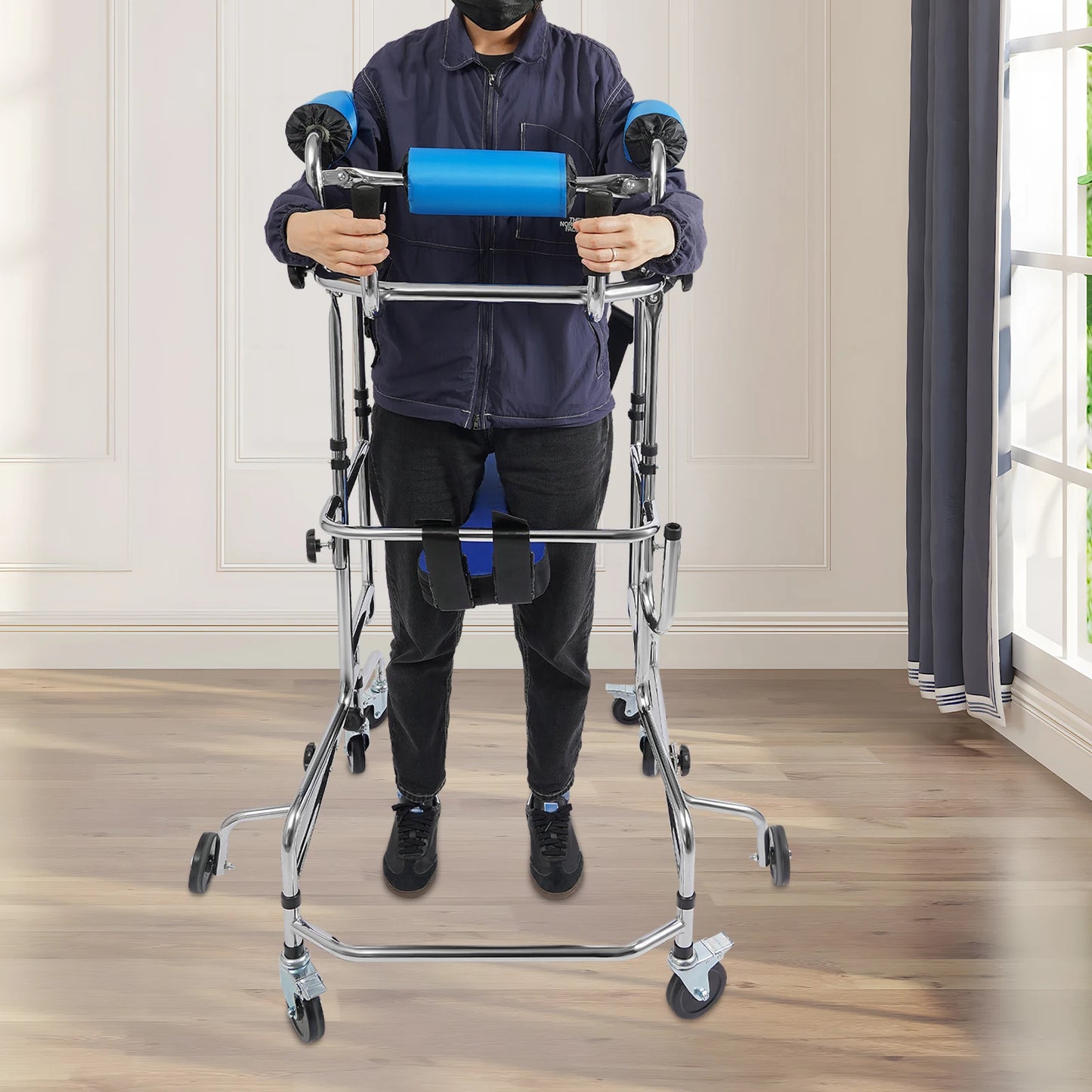 Rollator Walker 8-Wheel Adjustable Mobility Aid With Seat And Brakes