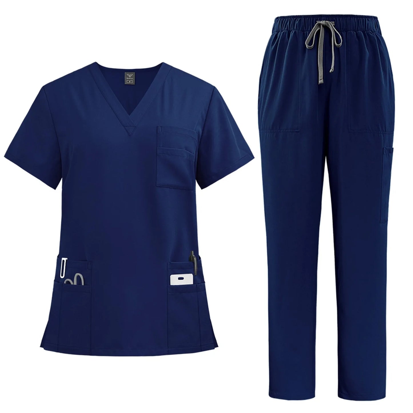 Eillysevens Nurse Uniform Quick Dry VNeck Short Sleeve Pants Set
