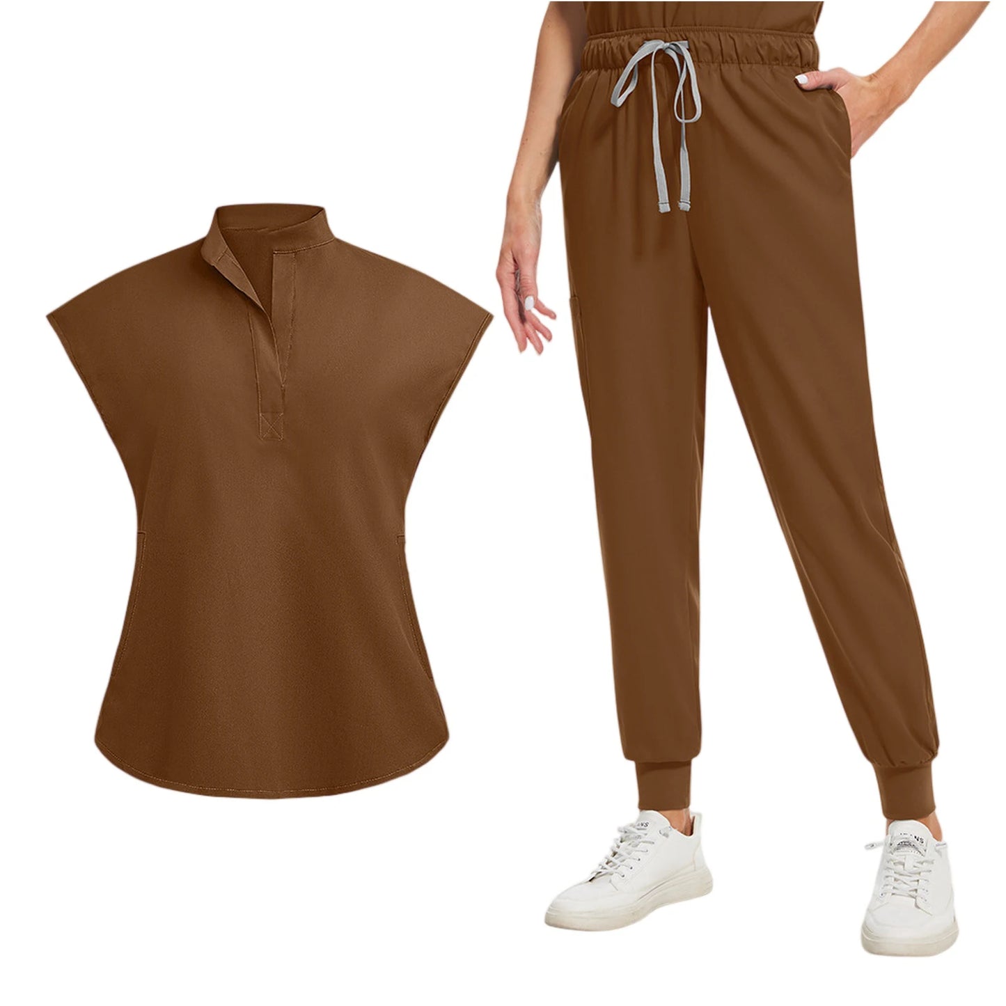 Professional Short Sleeve Scrubs Uniform V Neck Unisex Medical Workwear