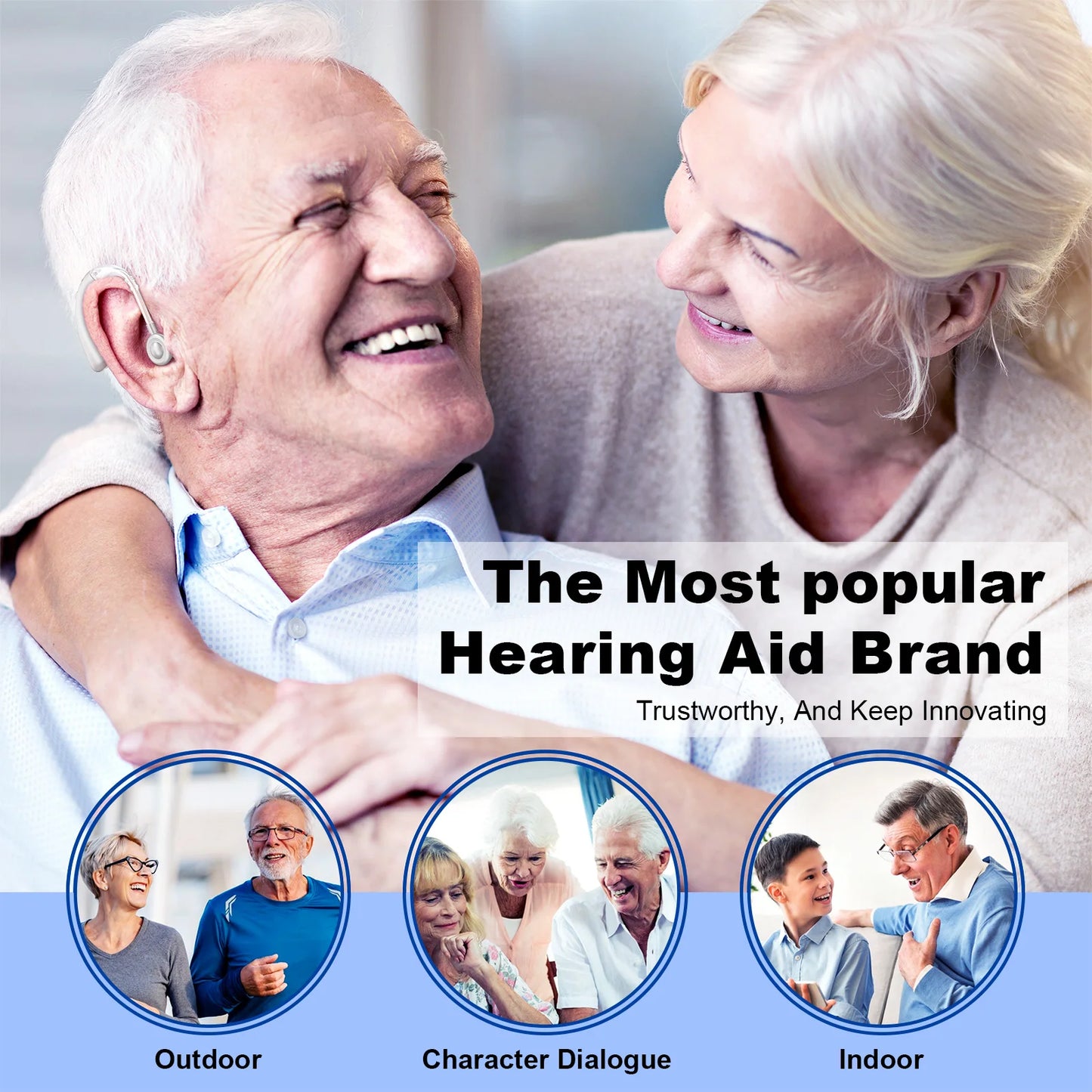 Rechargeable Behind The Ear Hearing Aid Invisible Senior Noise Reduction