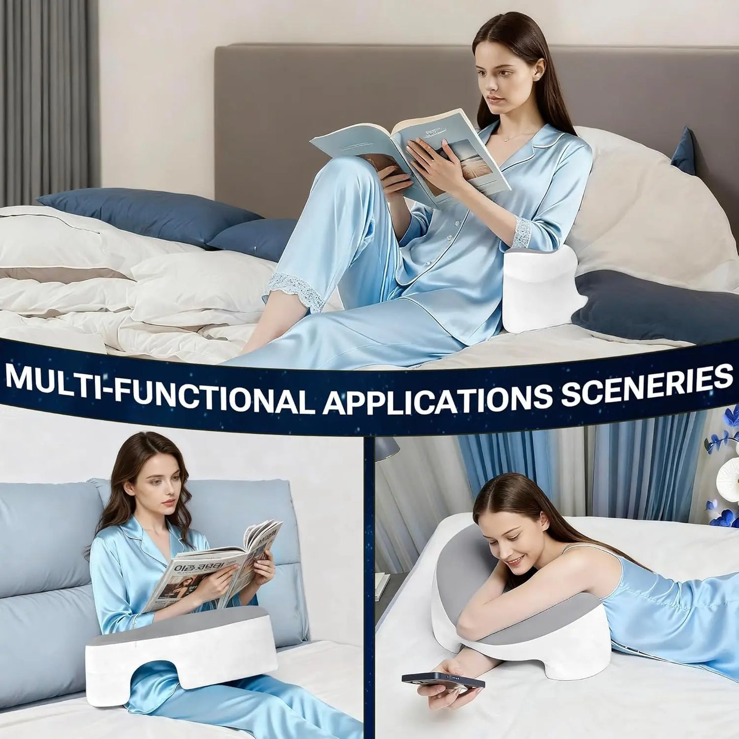 Memory Foam Side Sleeper Pillow With Arm Hole For Neck