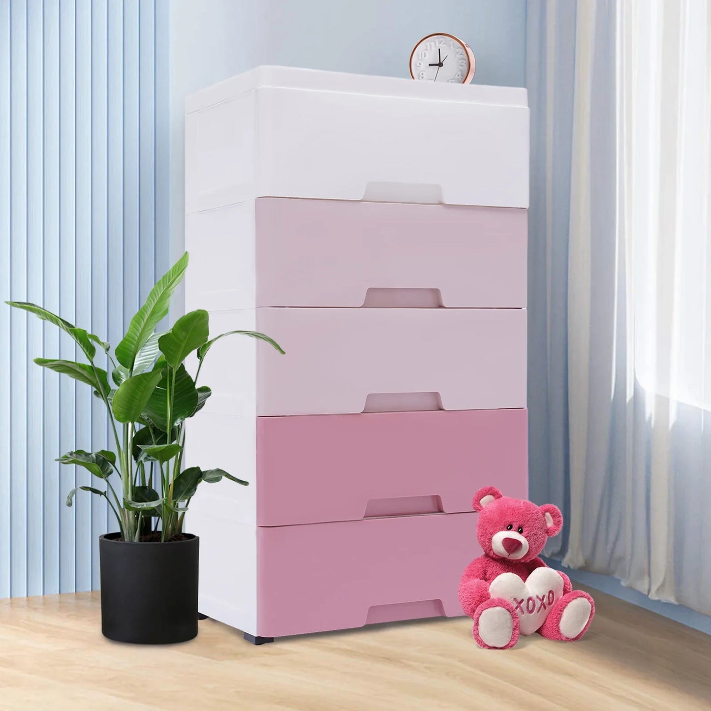 Kids Room Storage Cabinet With 5 Drawers For Toy Organization