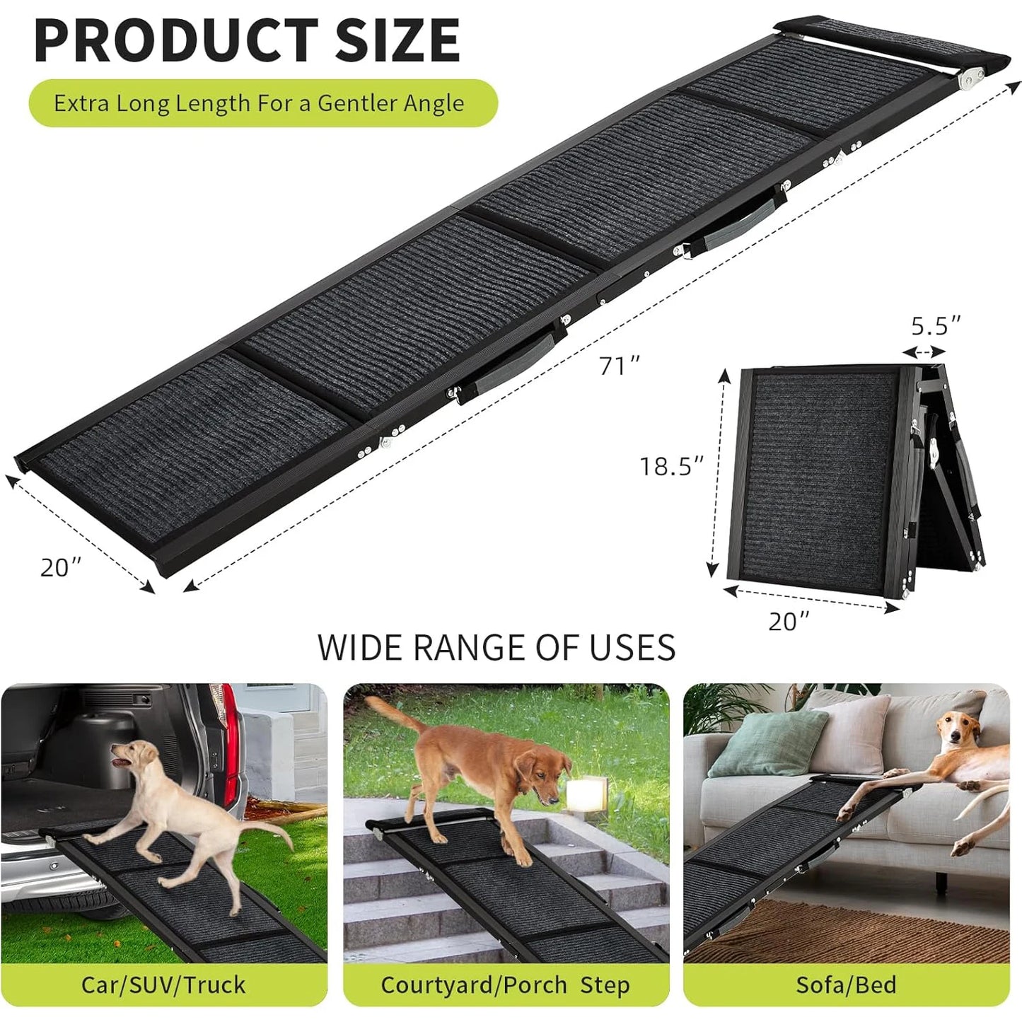 HiMISS Upgraded Dog Ramp For Cars Folding Pet Ramp