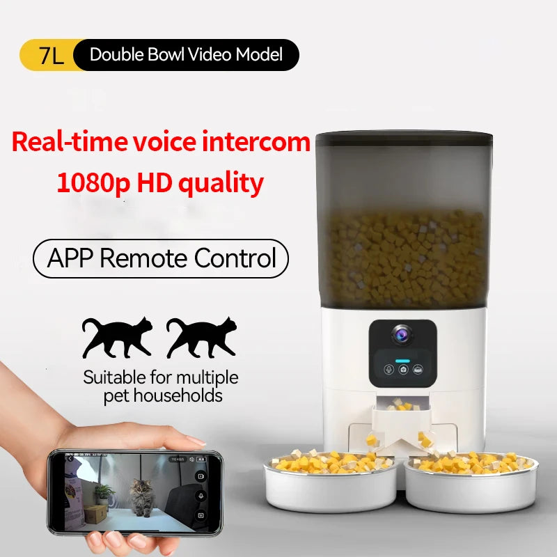 PAPIFEED SmartWiFi Double Bowl Feeder for Cats and Dogs