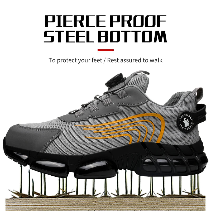 Steel Toe Cap Non-Lacing Anti-Impact And Anti-Puncture Casual Work Shoes