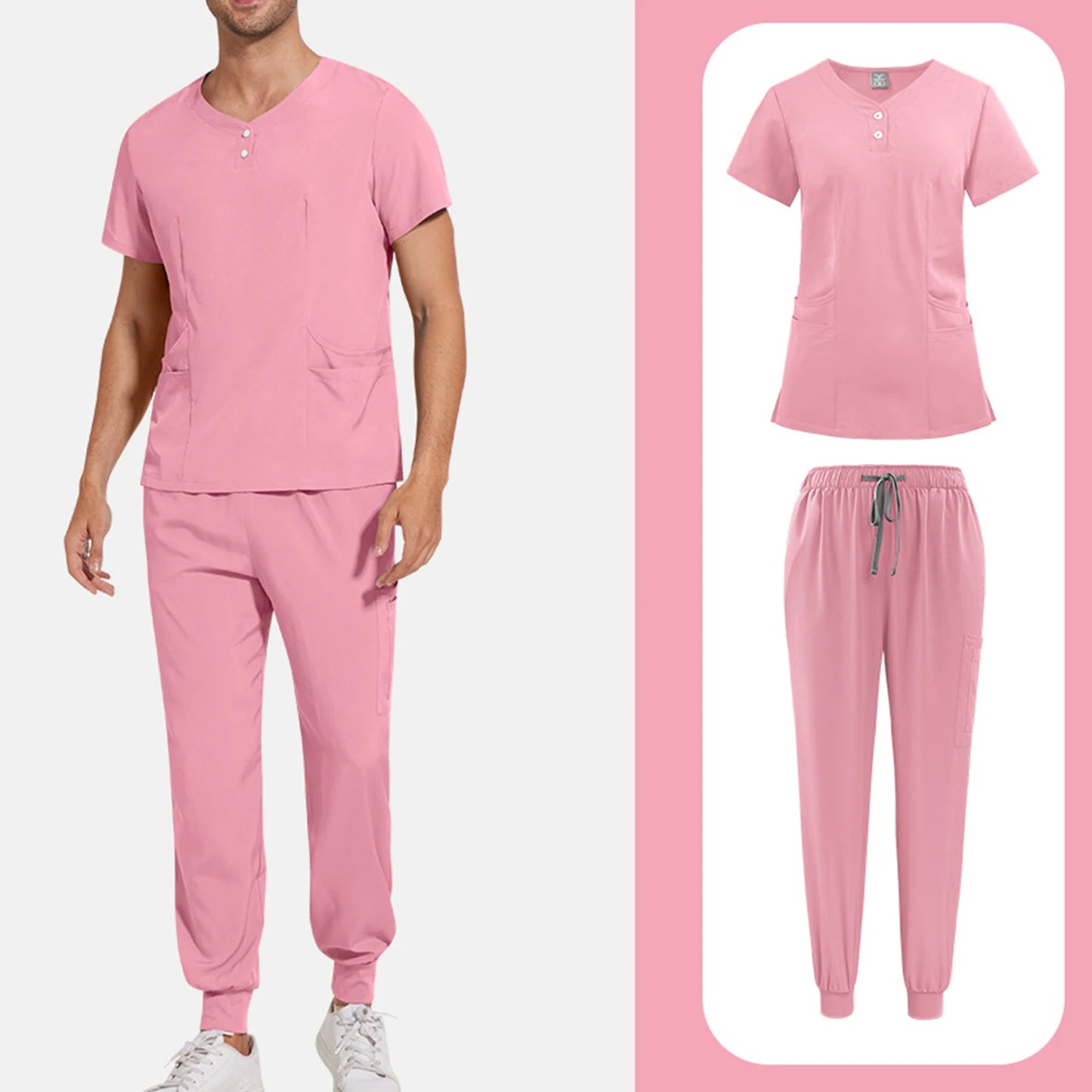 Nurse Scrub Unisex Medical Uniform Set Short Sleeve