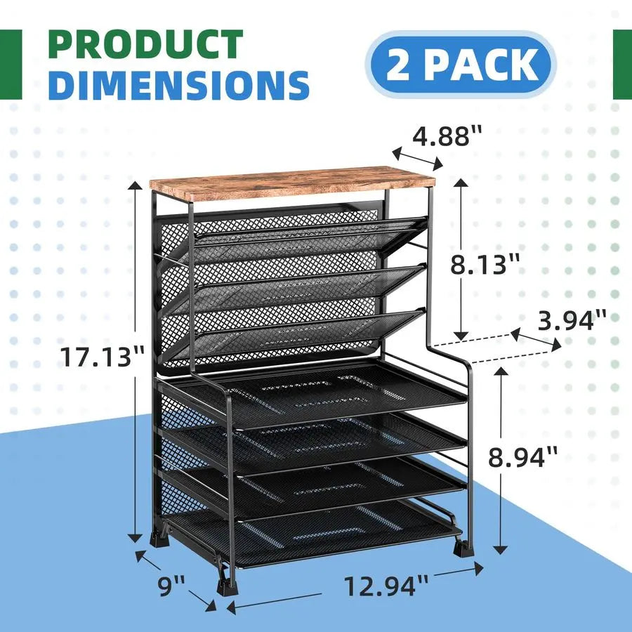 XMSJ 7Tier Desk File Organizer Mesh Letter Tray Two Pack