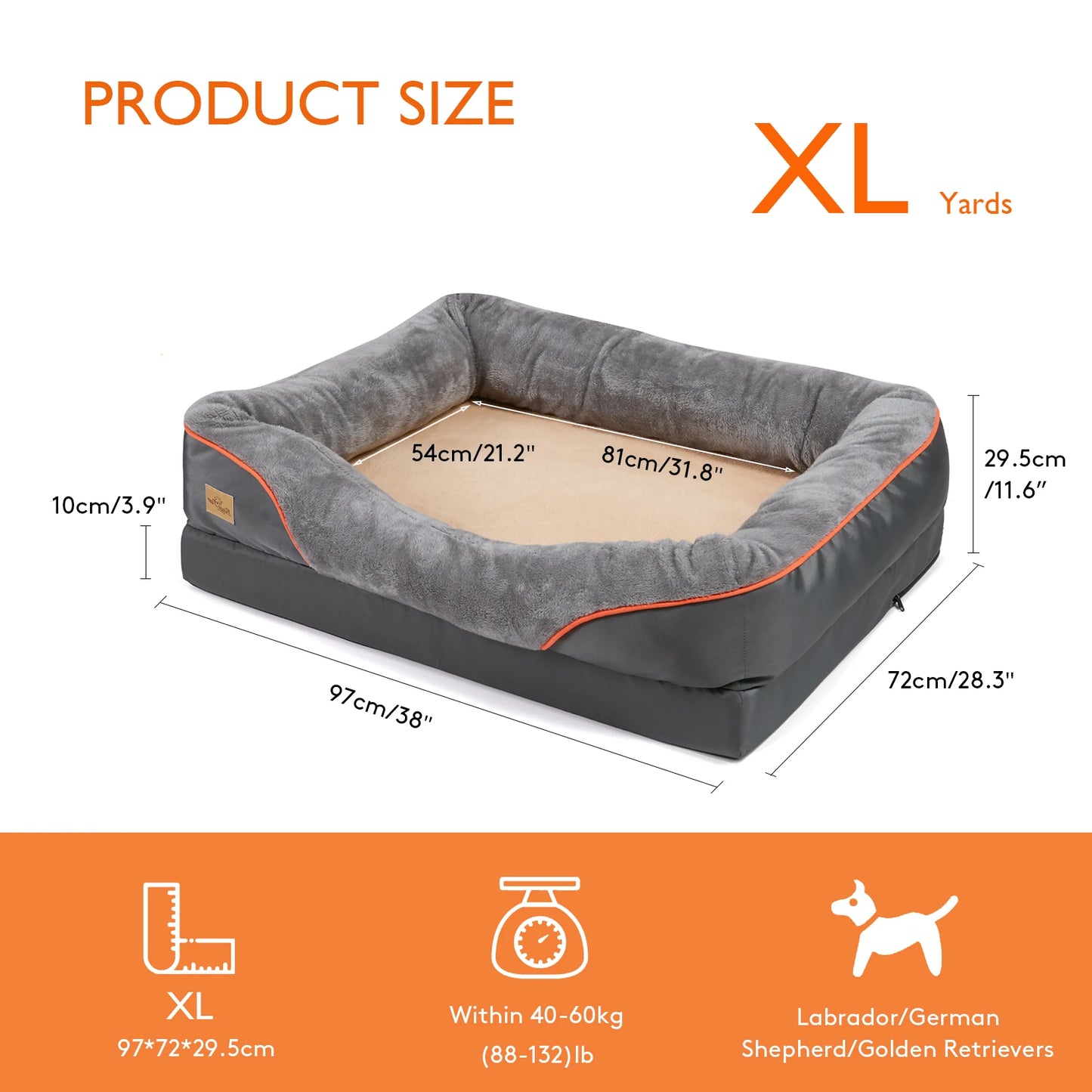 BINGOPAW Large Dog Bed With Removable Washable Cover Waterproof Foam