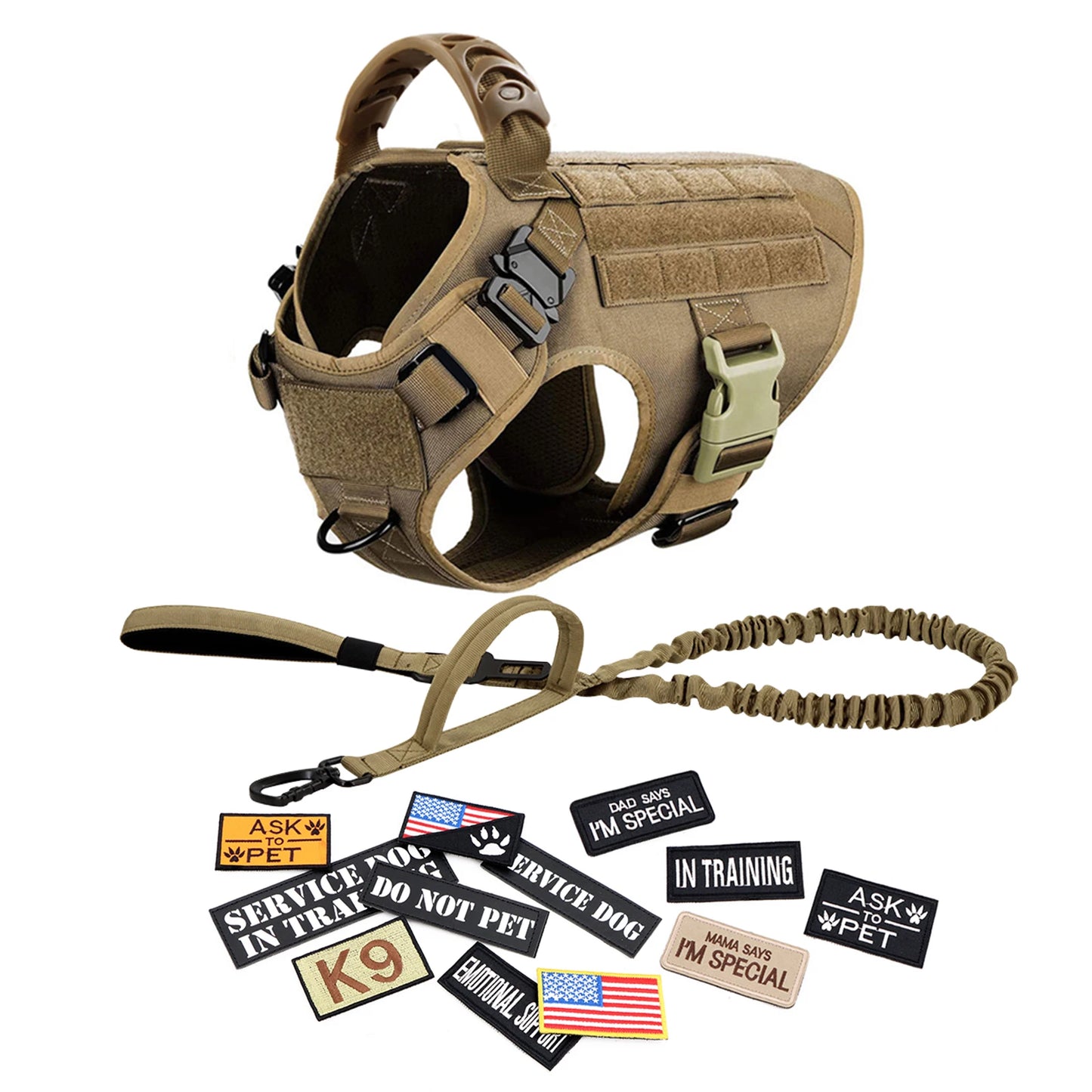 PETRAVEL Military Dog Harness Vest Training Set For Malinois