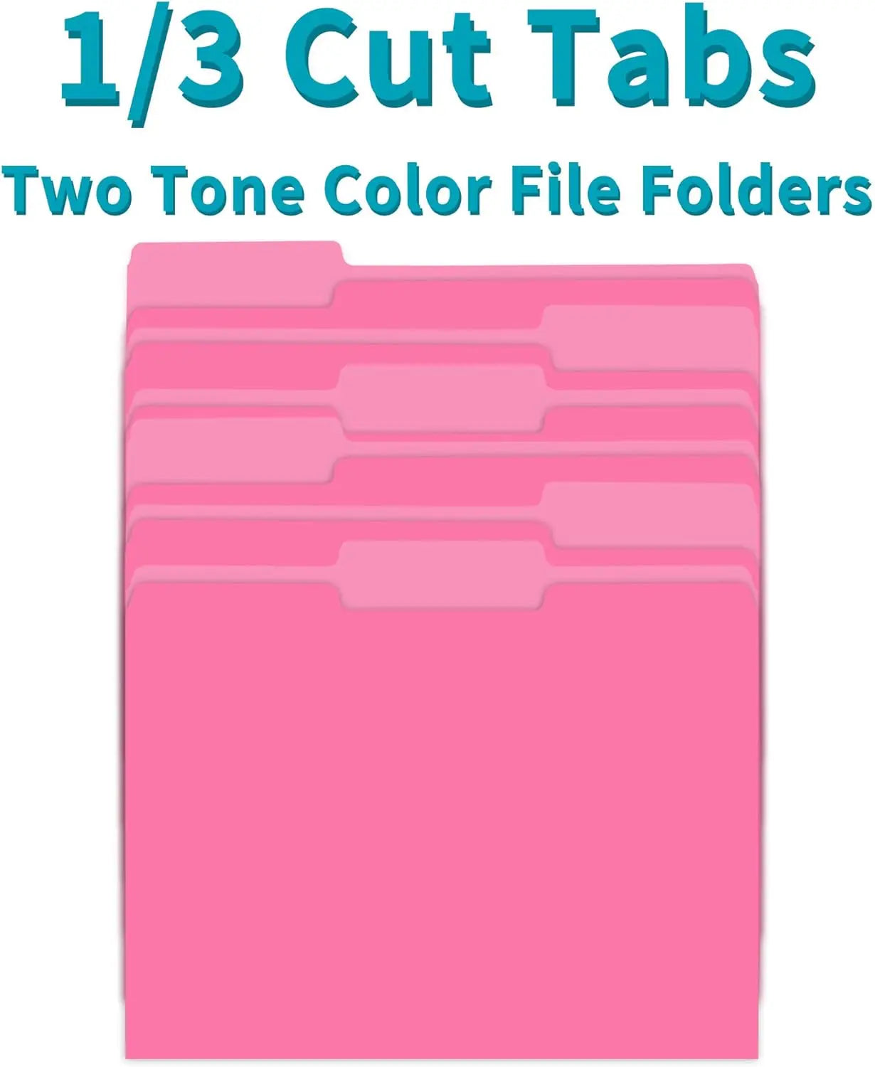 Two-Tone File Folders With 1/3 Cut Tabs For Office Organization