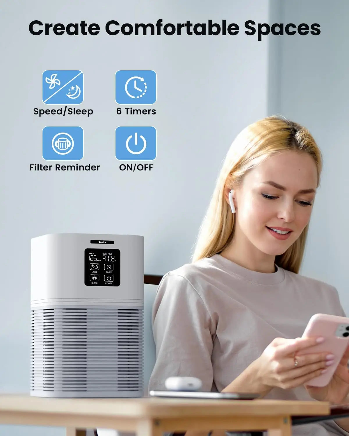 TLXT 2 In 1 Air Purifier Aromatherapy Diffuser Auto Mode