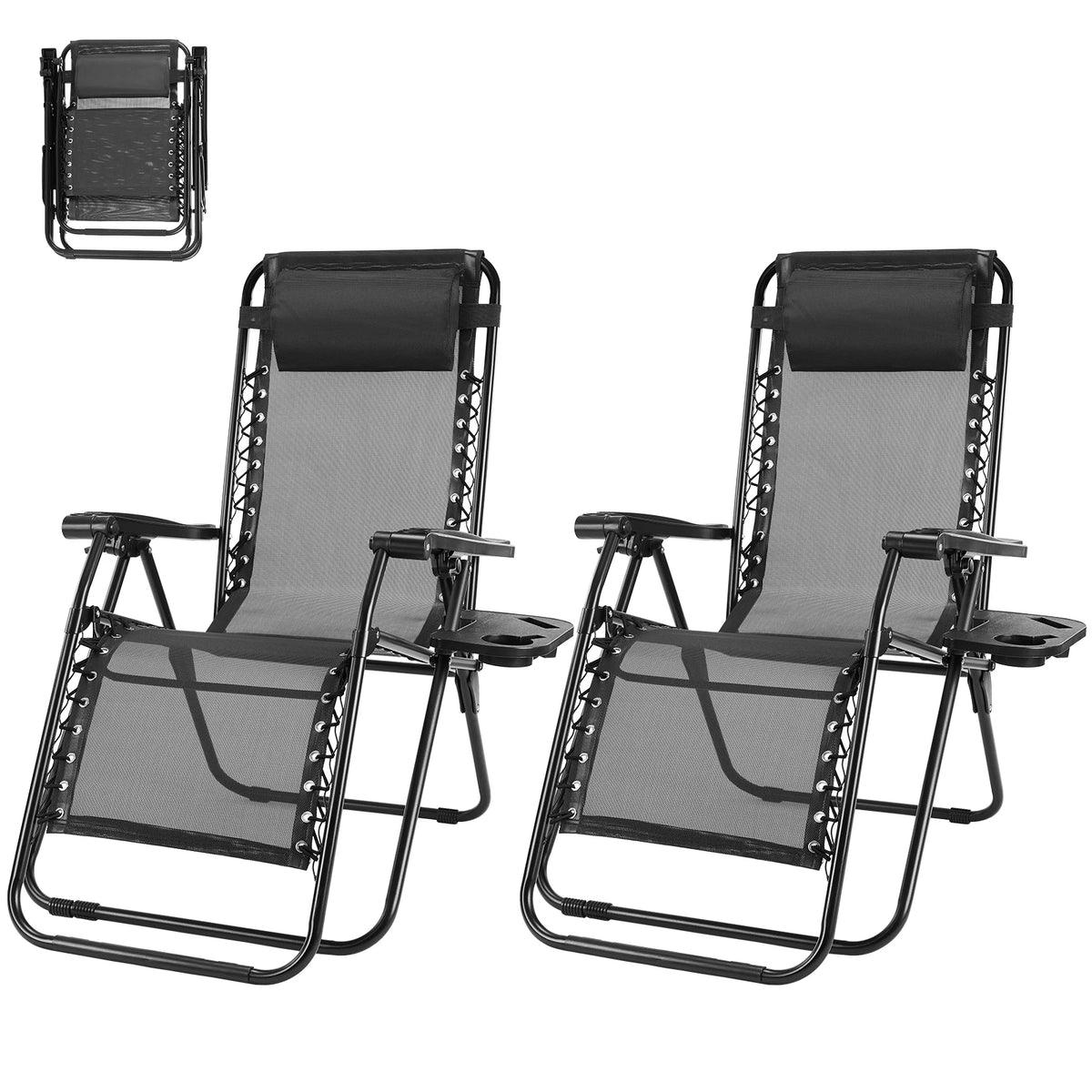 MCQ Outdoor Zero Gravity Folding Recliner Lounge Chair With Pillow