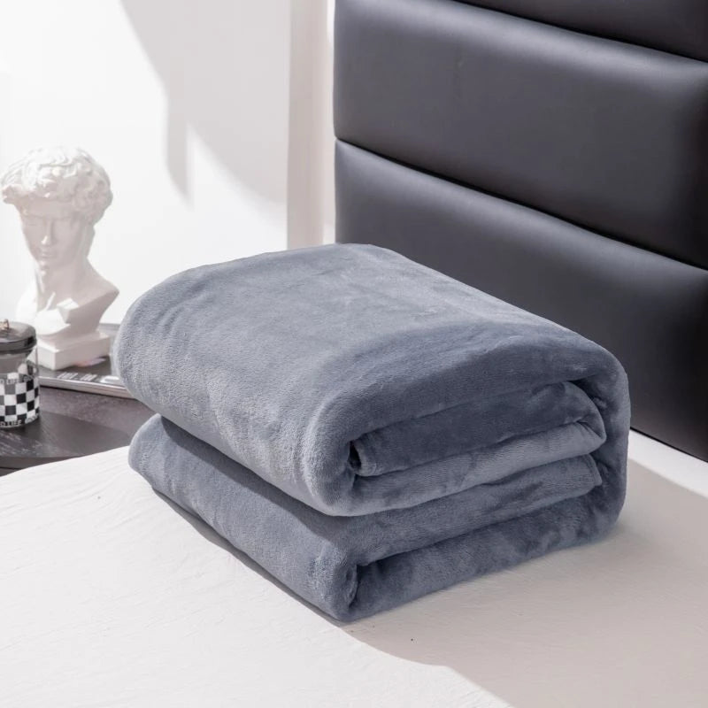 Solid Flannel Multifunctional Blanket Soft Warm For Living Room Bedroom