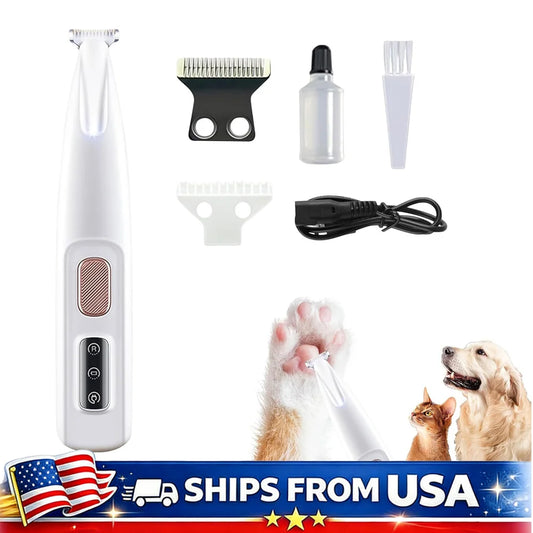 Rechargeable Grooming Clippers With LED Light For Cats And Dogs