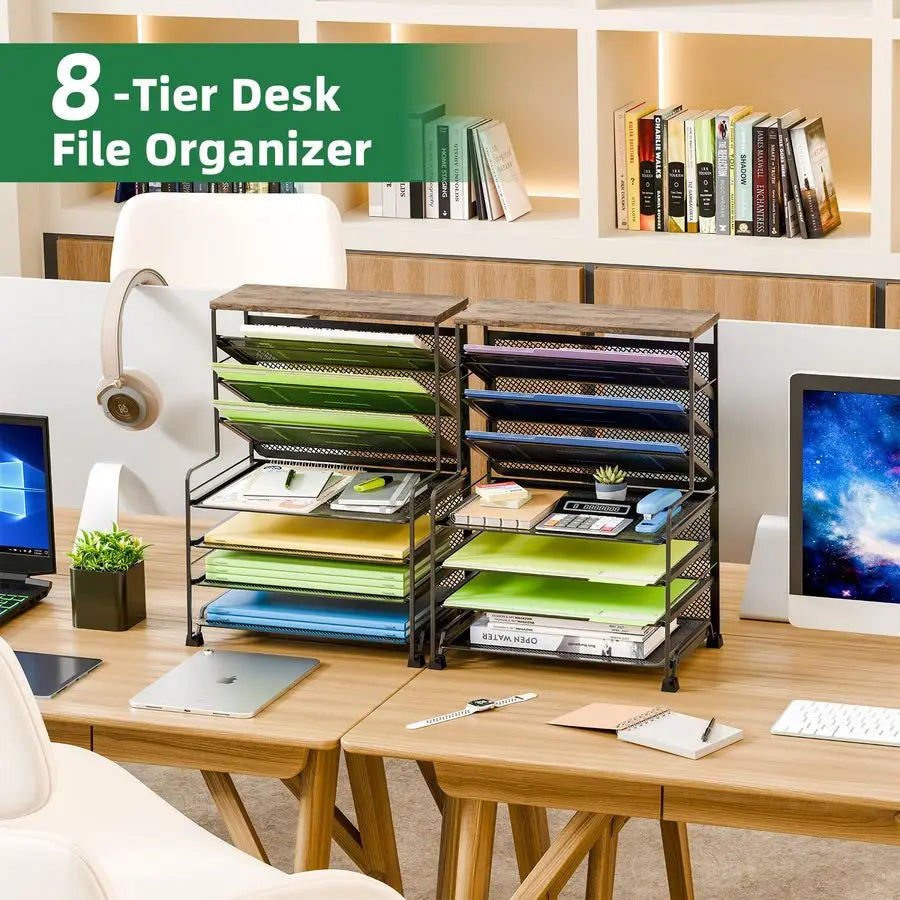 XMSJ 7Tier Desk File Organizer Mesh Letter Tray Two Pack