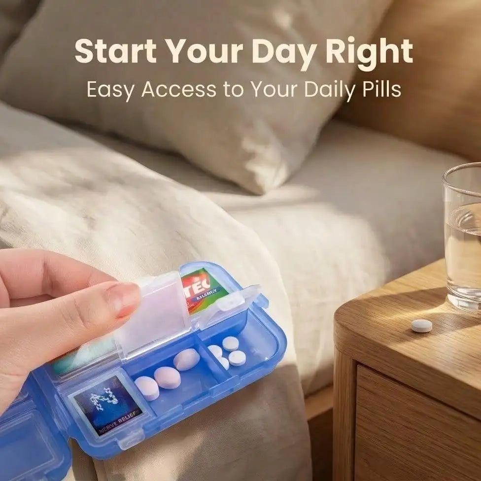 Portable 7 Day Pill Organizer With 161 Medicine Labels Mini Travel Pill Case