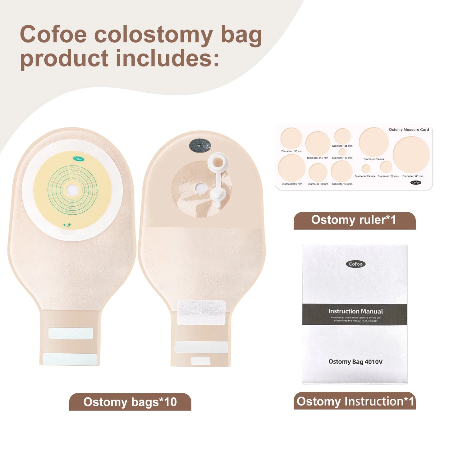 Cofoe Economical Drain Valve Colostomy Bags For Adults Clip Closure