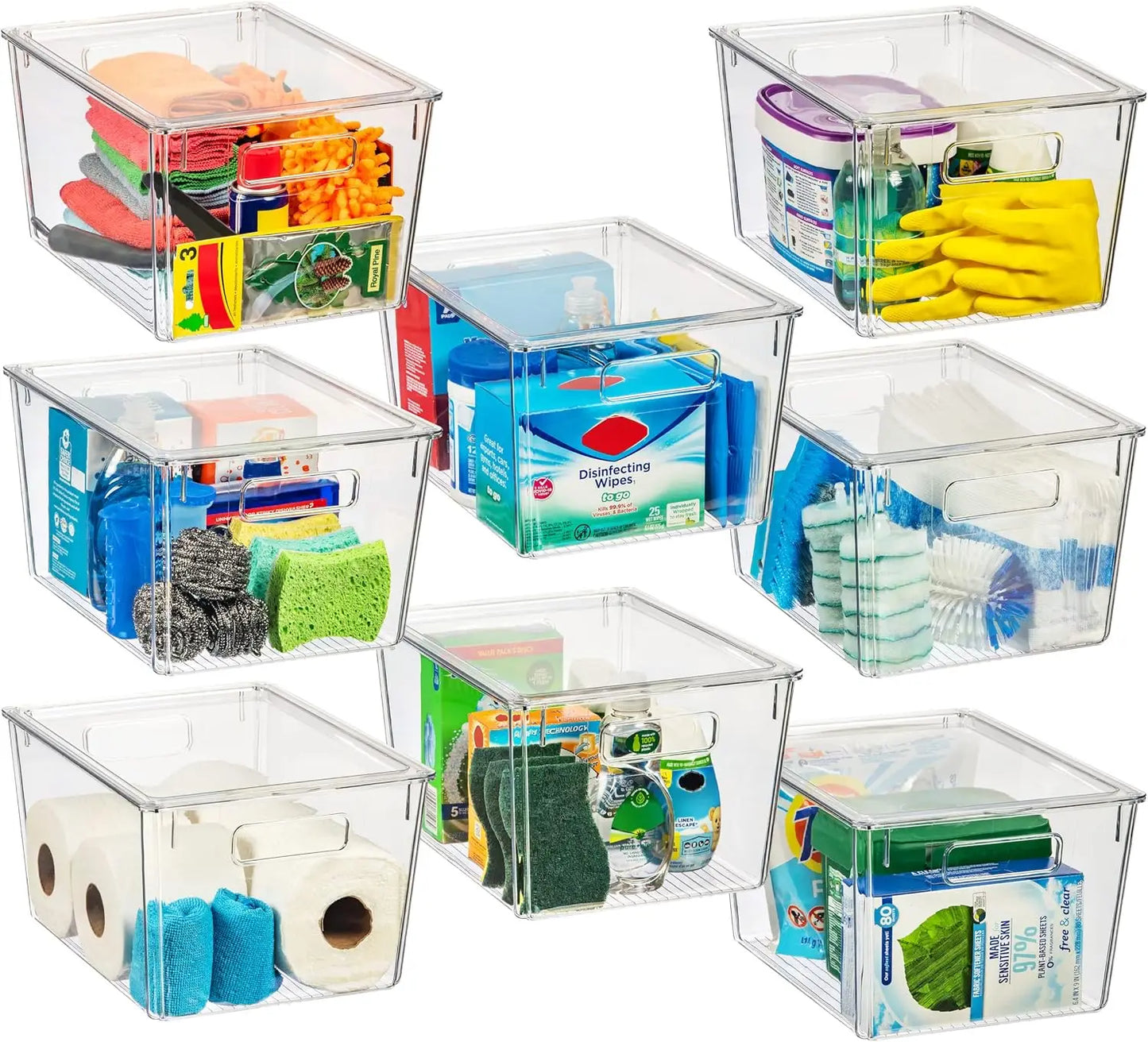 Clear Plastic Storage Bins With Lids For Pantry Organization