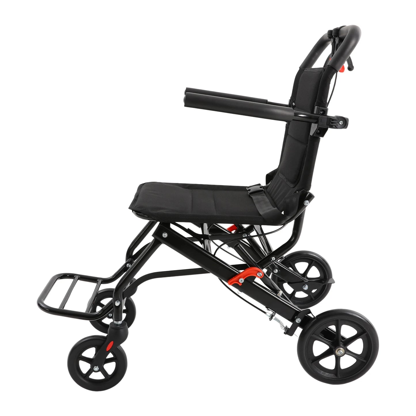 Foldable Transport Wheelchair With Handbrake Lightweight Portable Travel Chair