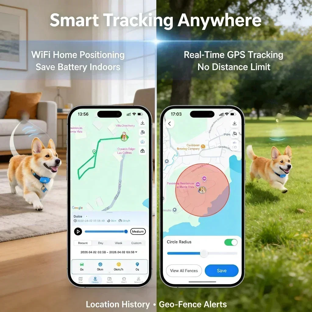 WANWAYTECH GPS Pet Tracker 4G Built-In SIM for Dogs Cats