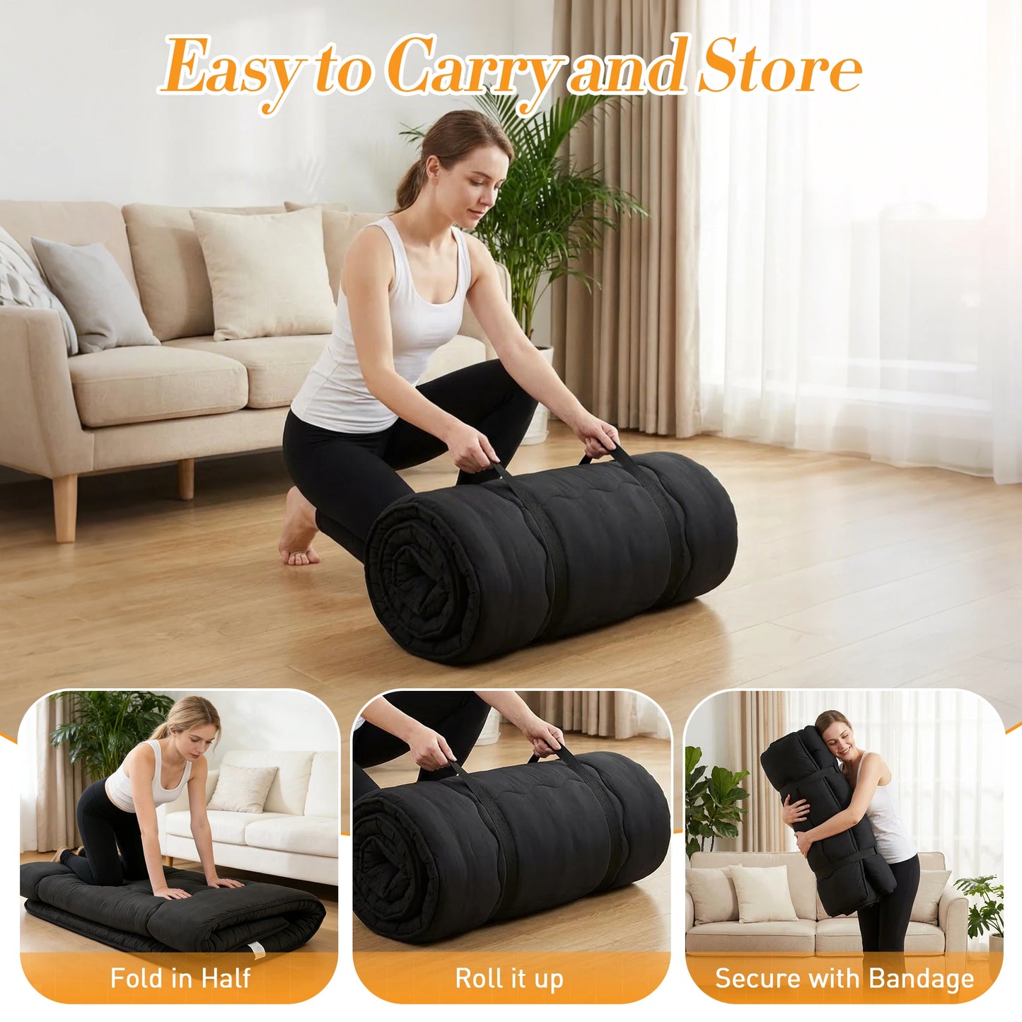 JHK Foldable Floor Mattress With Removable Washable Cover