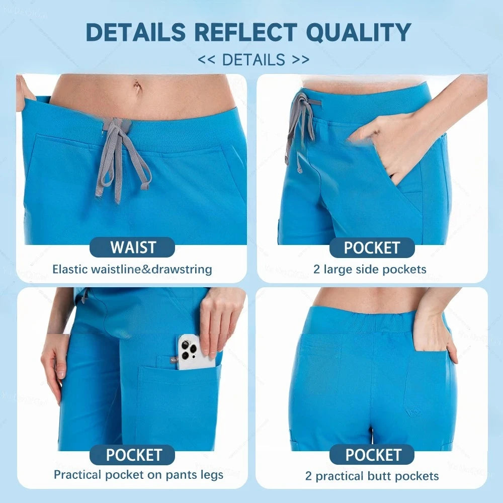 NONECN Nurse Uniforms Set Women Men Medical Hospital Scrubs Outfit