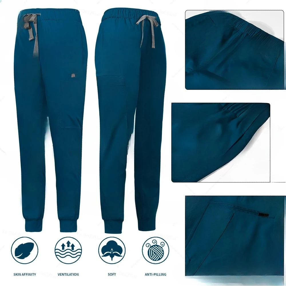 Scrubs Uniform Set Short Sleeve V Neck Top Jogger Pants