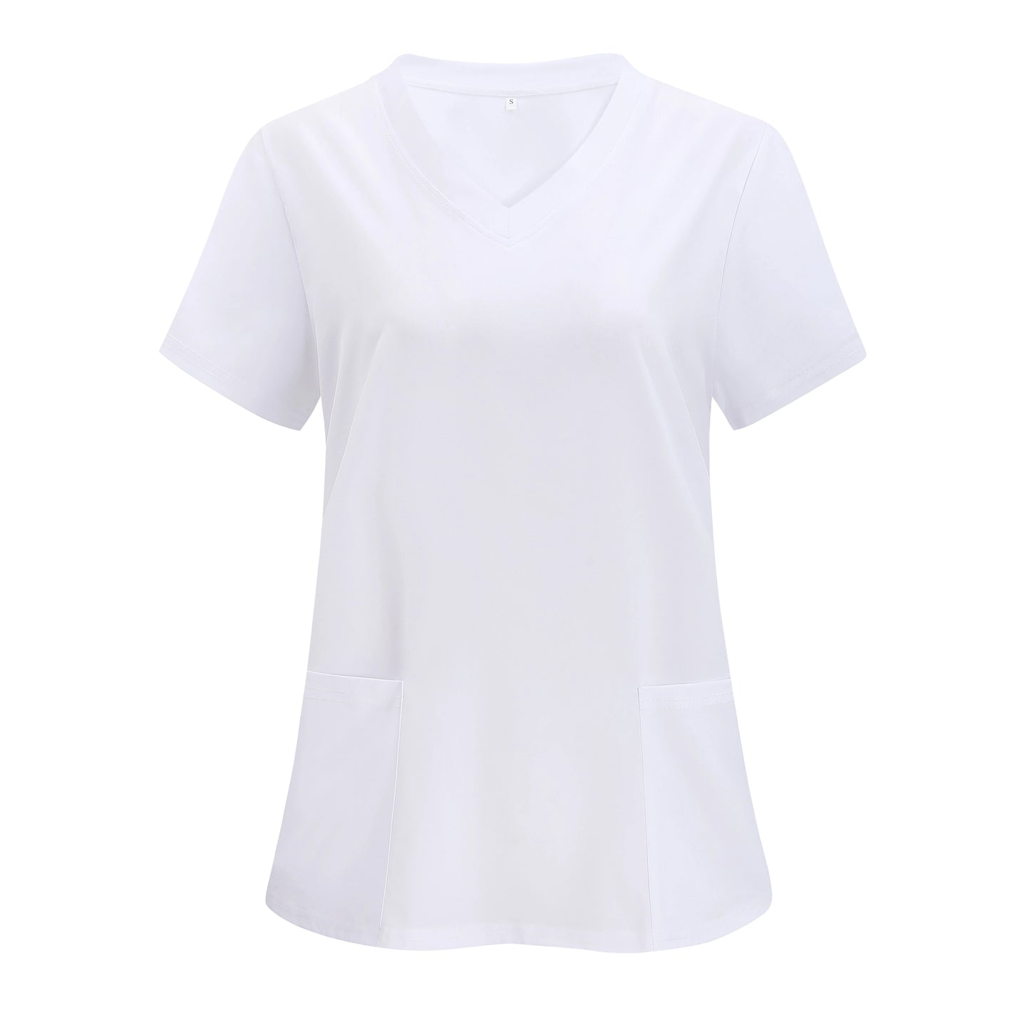 XUANSHOWCN Women Nurse Uniform Woven Top Pocket Front V Neck