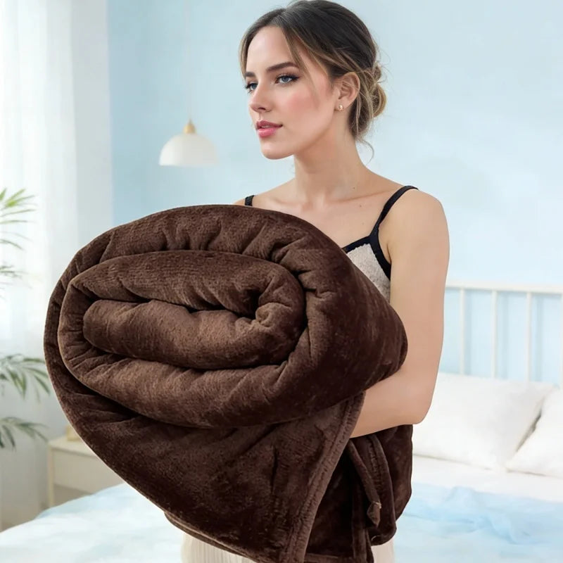 Solid Flannel Multifunctional Blanket Soft Warm For Living Room Bedroom