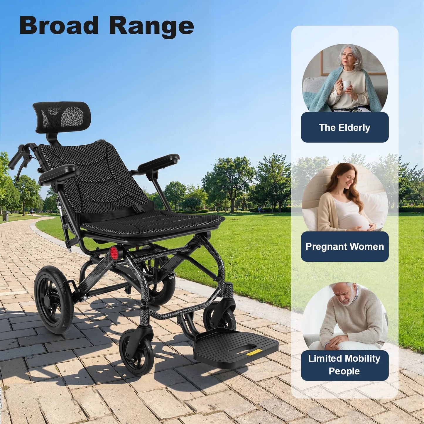 130kg Loadable Reclining Wheelchair Folding Transport For Seniors