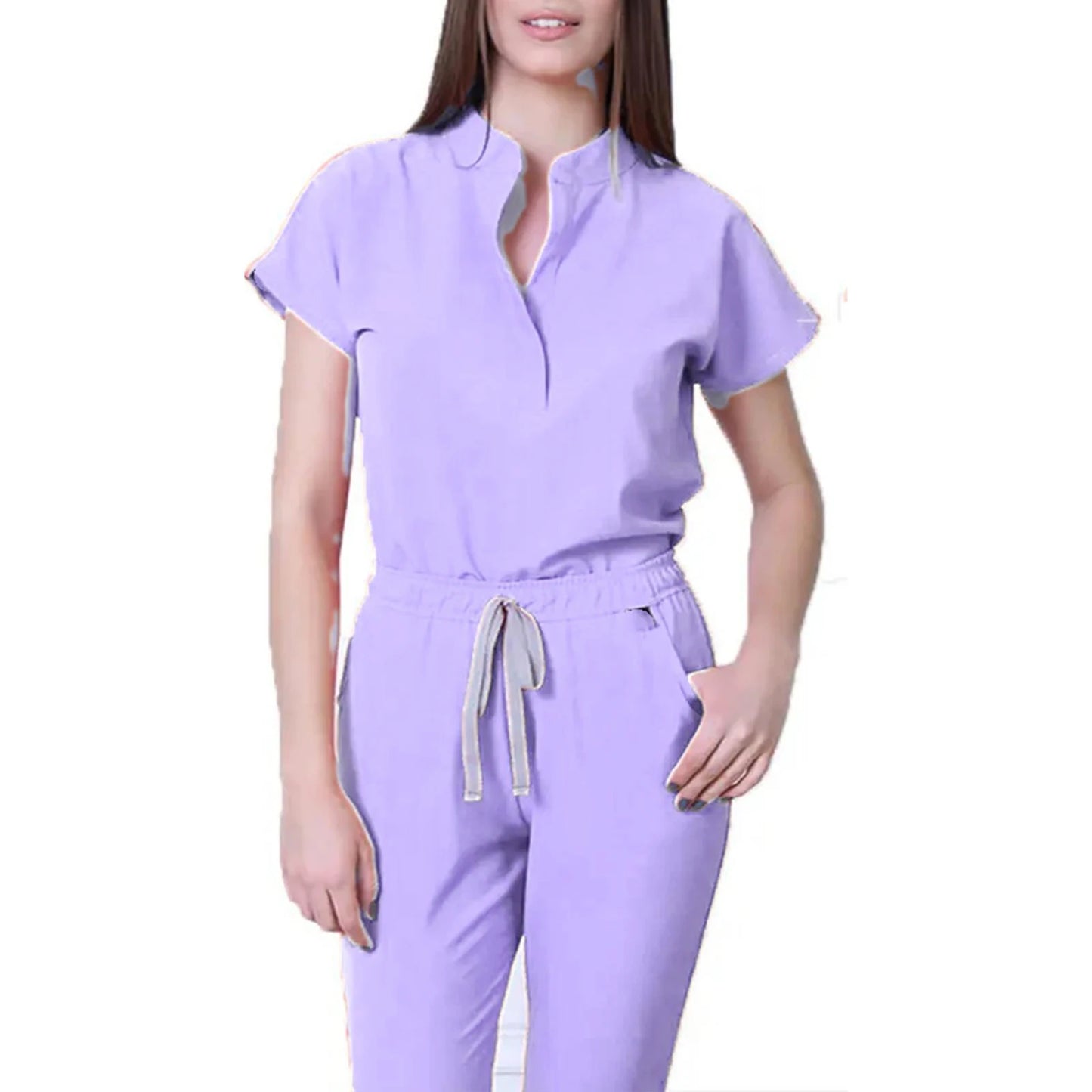 Nurse Jumpsuit Stand Collar Short Sleeve Medical Uniform Workwear
