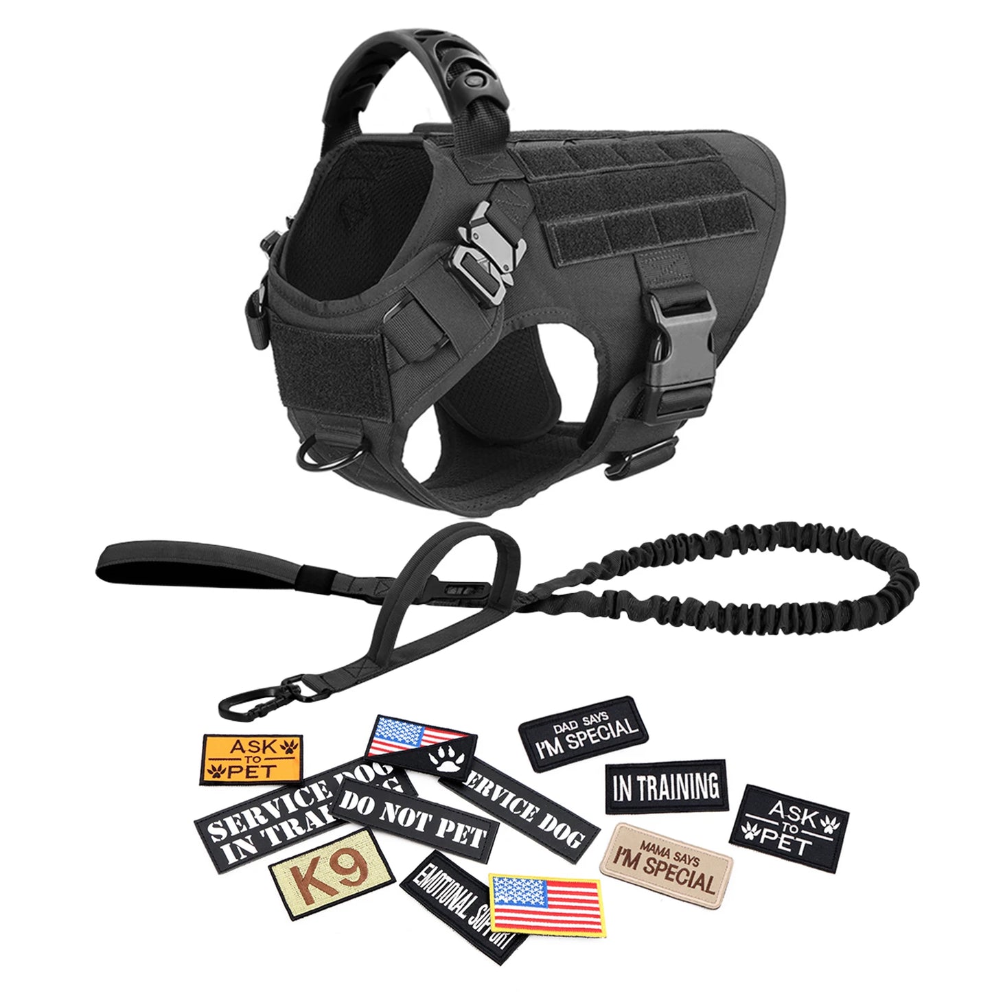 PETRAVEL Military Dog Harness Vest Training Set For Malinois