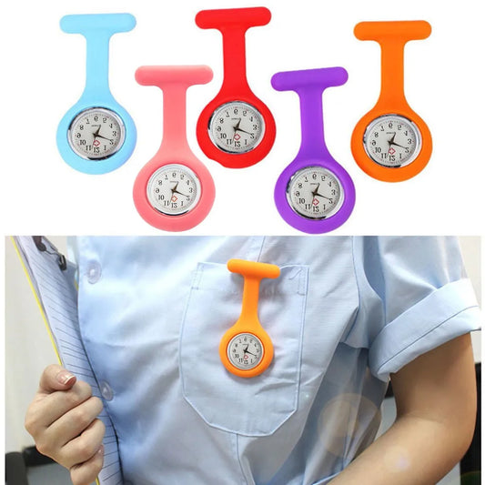 Silicone Nurse Clip Watch With Lockable Pin Medical Pocket Quartz