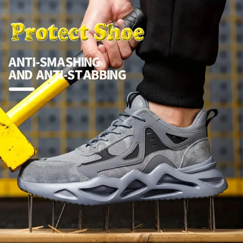 Men's Comfortable Soft-Soled Puncture Resistant Metal-Toe Work Shoes