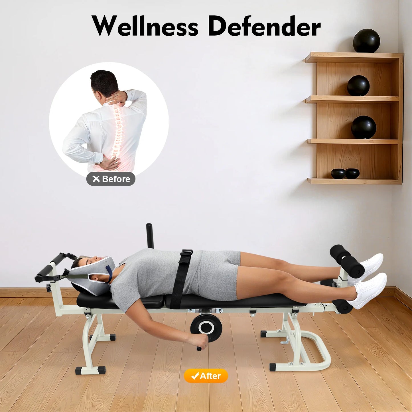 Bymaocar Lumbar Traction Bench for Back and Spine Stretching