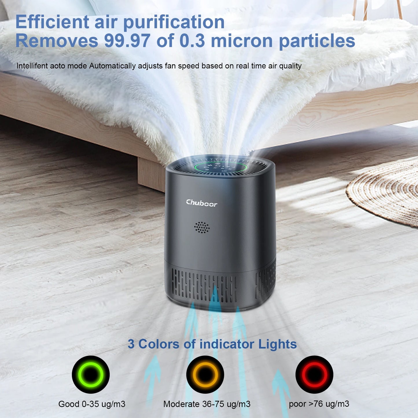 Chuboor Air Purifier for Bedroom Office with Sponge Filter
