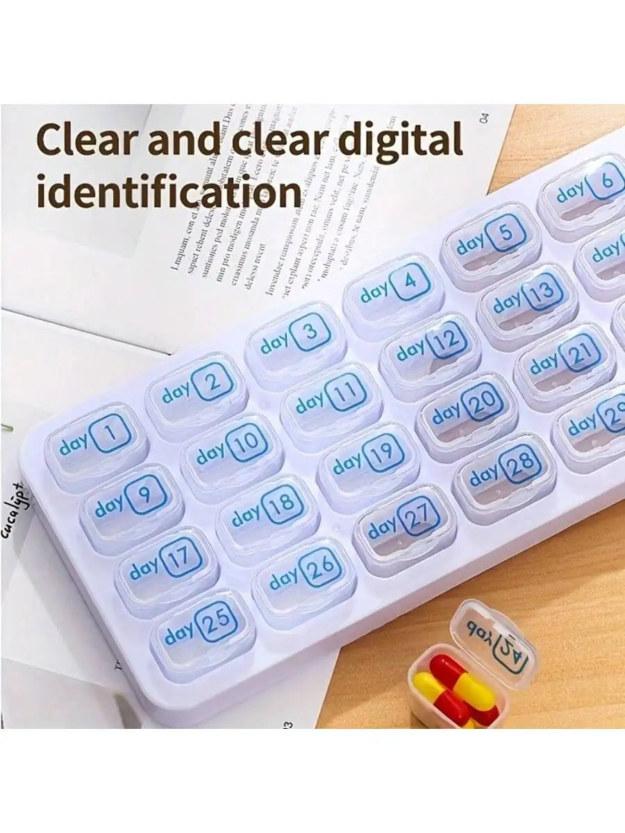 Portable 31 Day Pill Organizer for Travel and Home