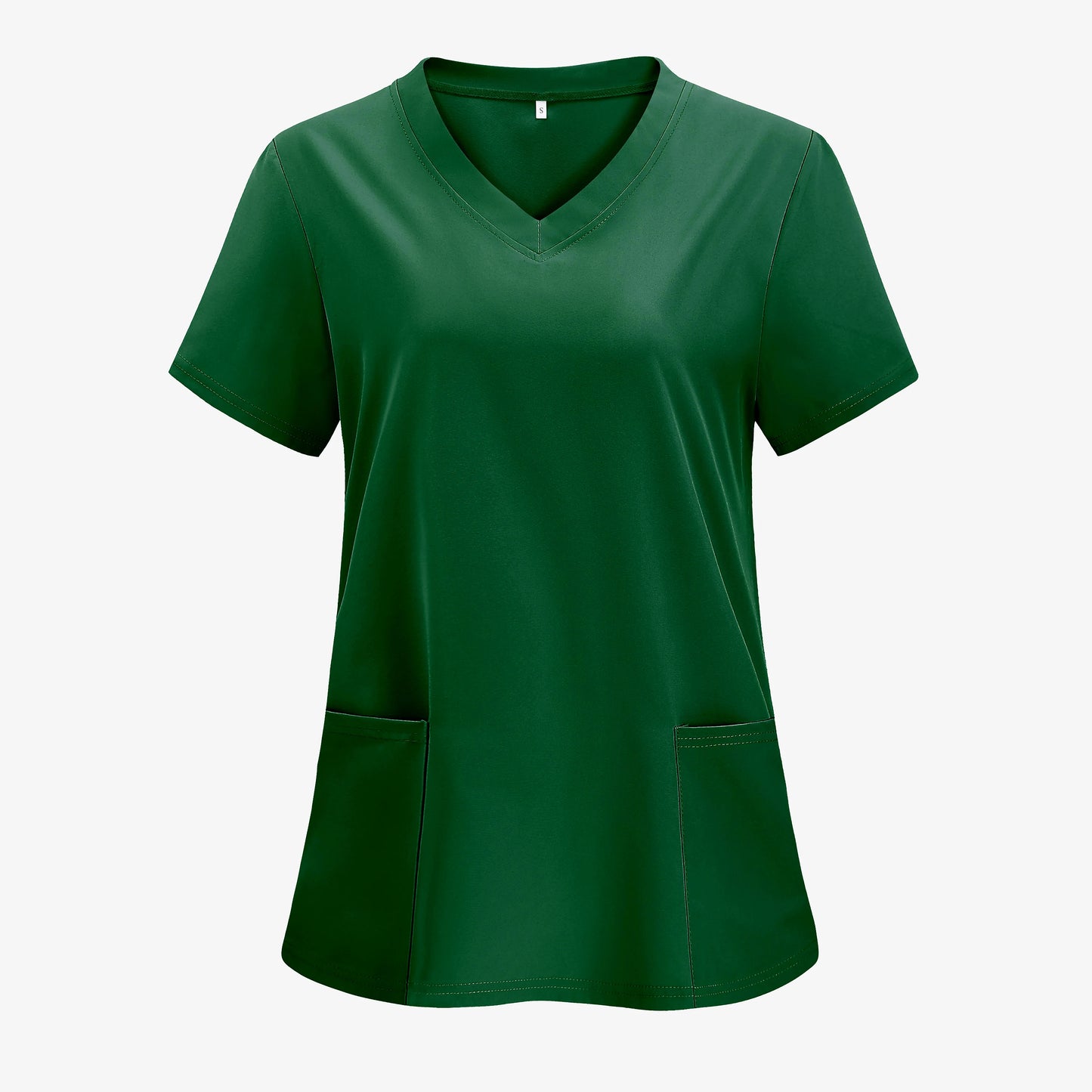 XUANSHOWCN Women Nurse Uniform Woven Top Pocket Front V Neck