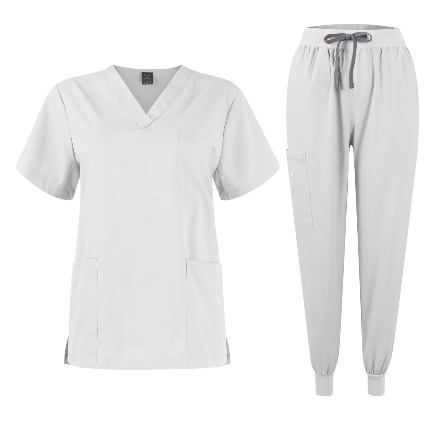 Eillysevens Women Nurse Uniform Quick-Dry V-Neck Short Sleeve Set