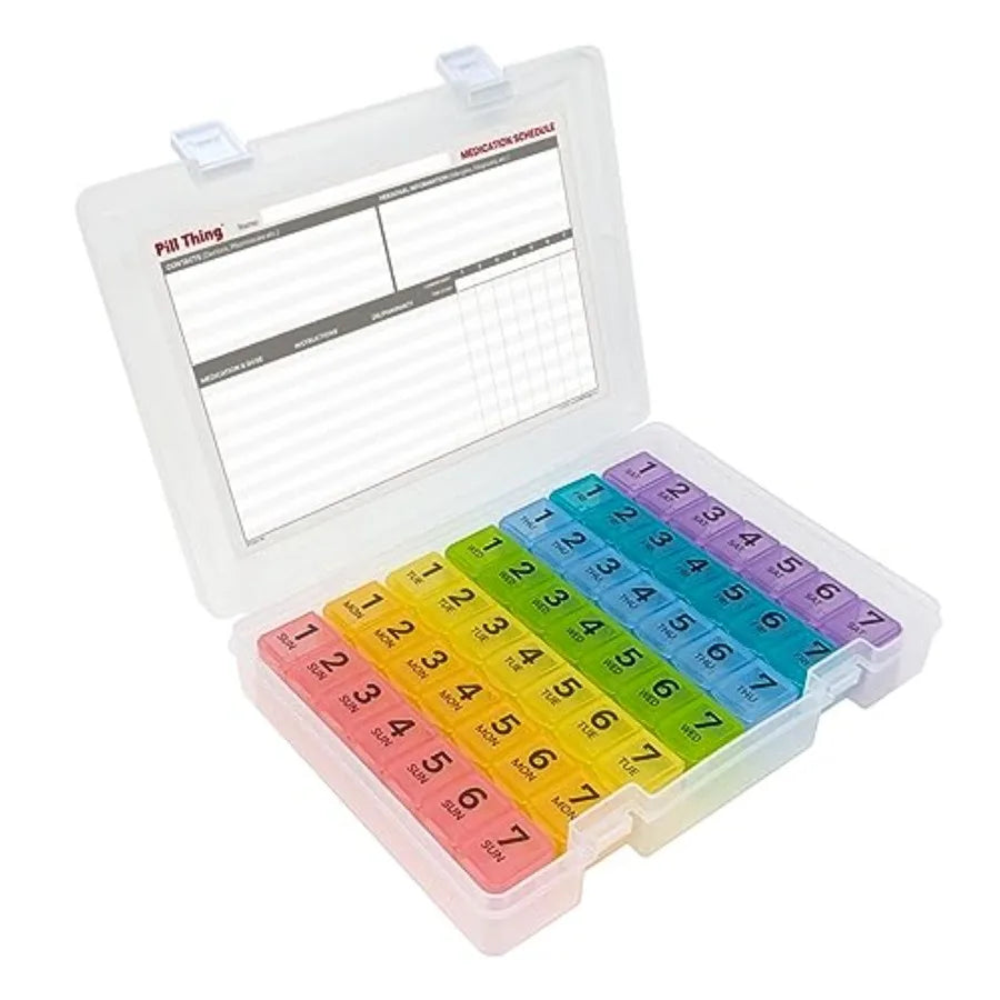 Five Times a Day Weekly Pill Box Organizer With Schedule
