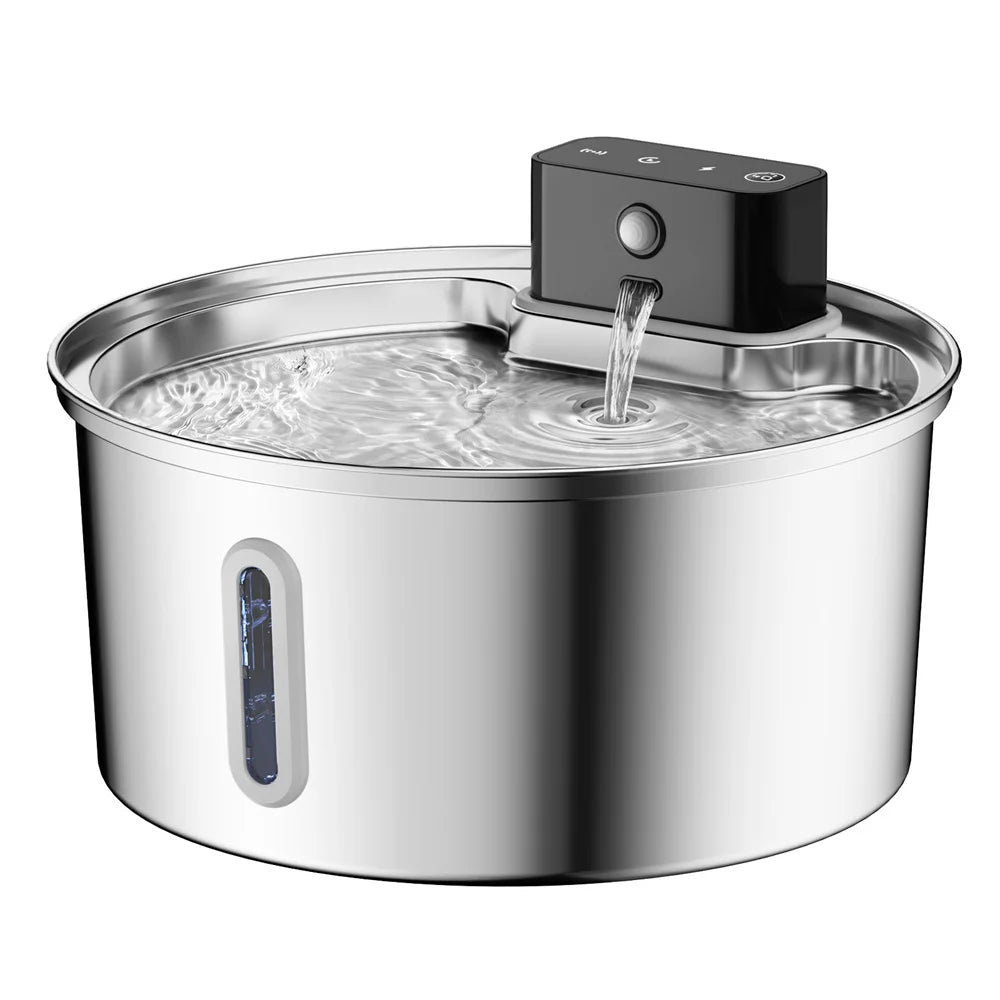 Wireless Stainless Steel Pet Water Fountain 3.2L Motion Sensor