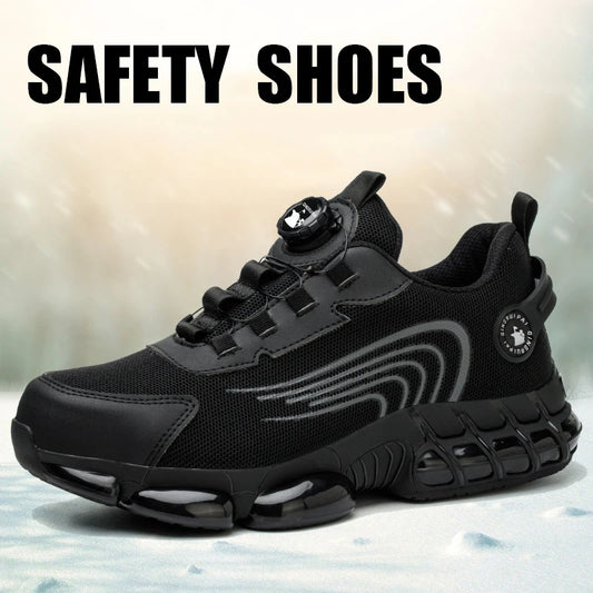 Steel Toe Cap Non-Lacing Anti-Impact And Anti-Puncture Casual Work Shoes