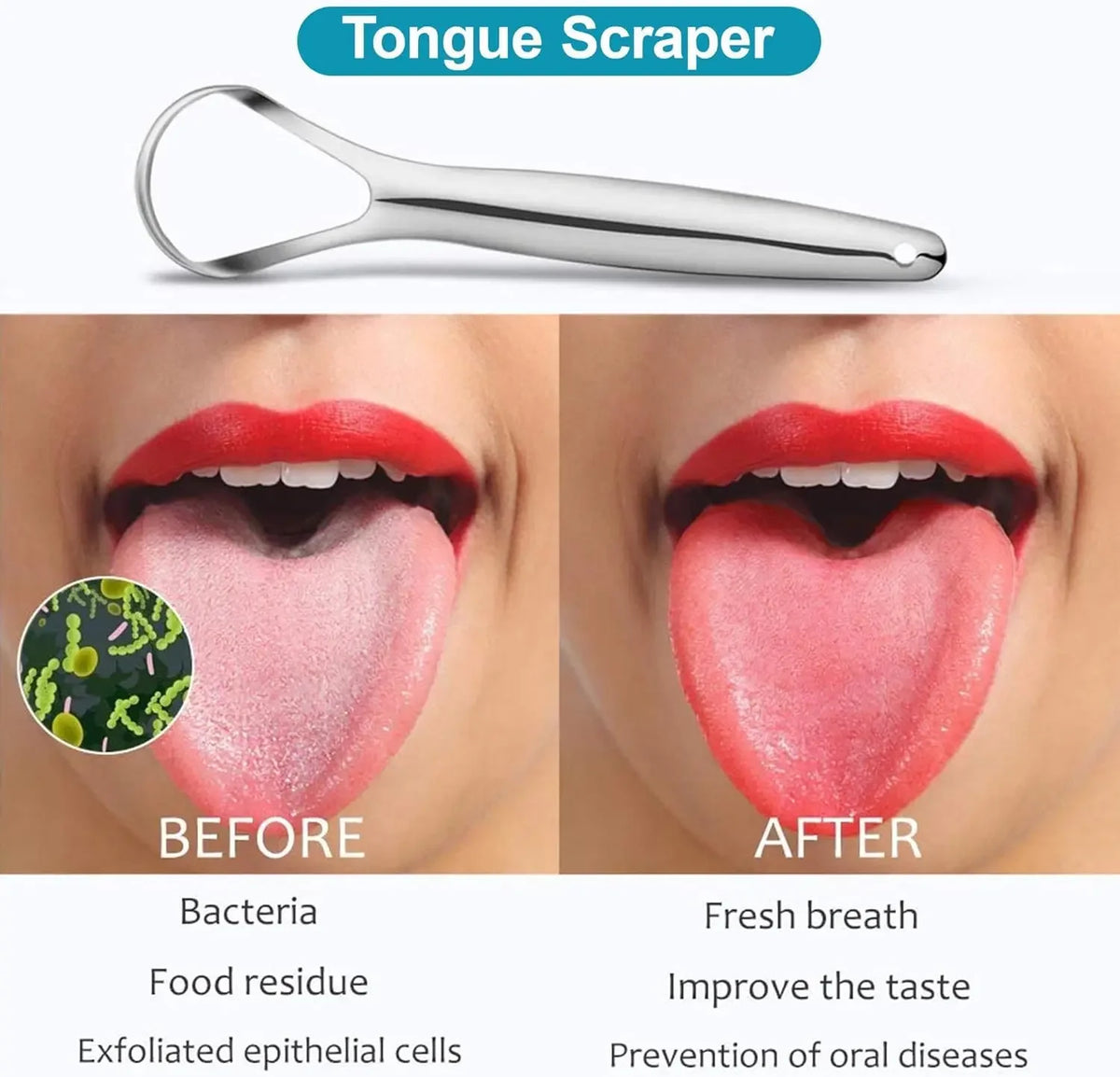 Portable Stainless Steel Tongue Scraper For Daily Oral Care