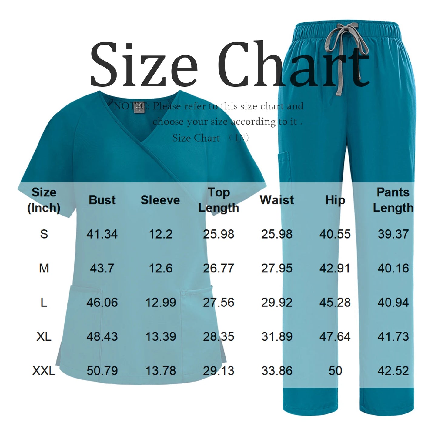 Nurse Scrub Set Medical Uniform With V Neck Pockets