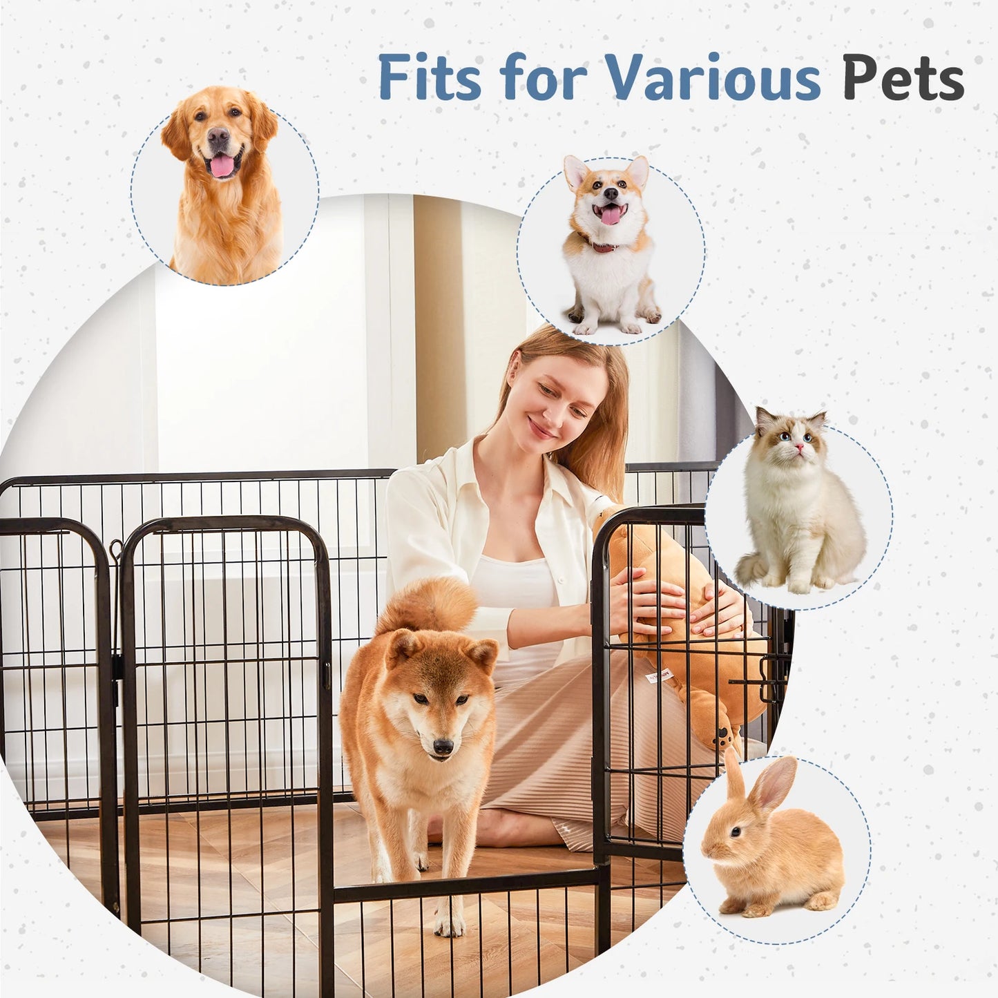 JHK Metal Dog Playpen Foldable Pet Fence for Outdoors