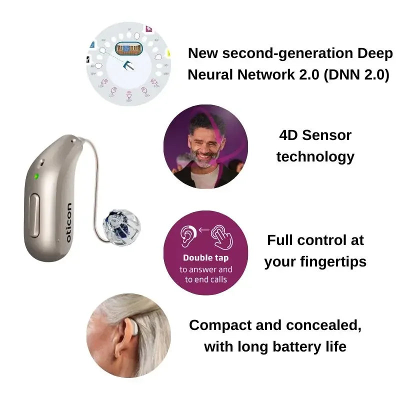 Oticon Intent 3 Intent 4 miniRITE T R hearing aids 48 channels rechargeable programmable Bluetooth direct connection app control