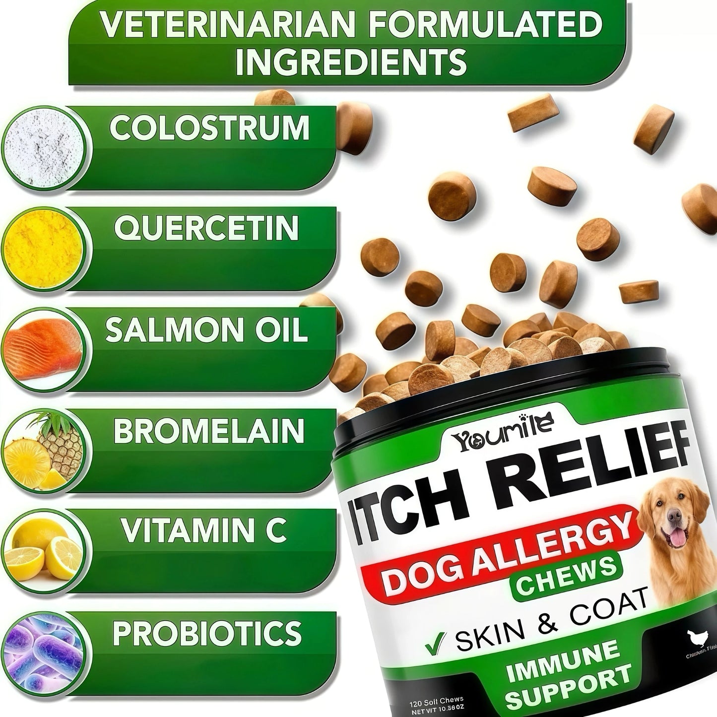 Youmile Dog Itch Relief Allergy Chews For Immune Gut Health