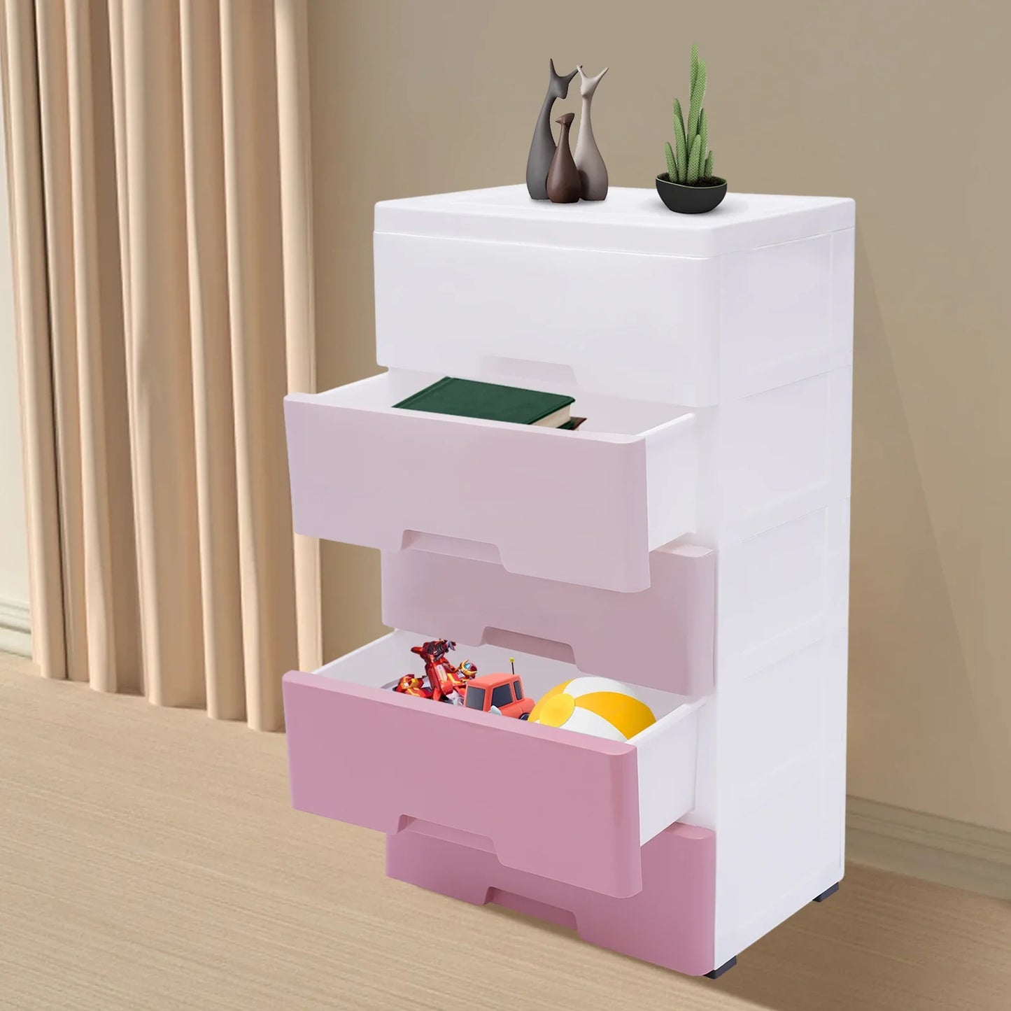 Kids Room Storage Cabinet With 5 Drawers For Toy Organization